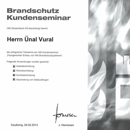 Brandschutzzertifikat