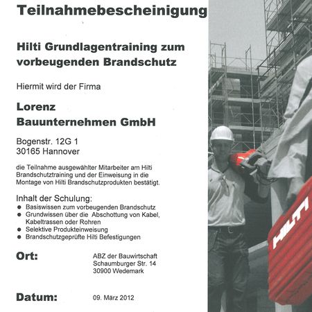 Brandschutzzertifikat